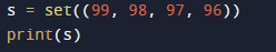 Example of using set() constructor in Python