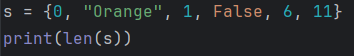 Example of finding length of a Python Set